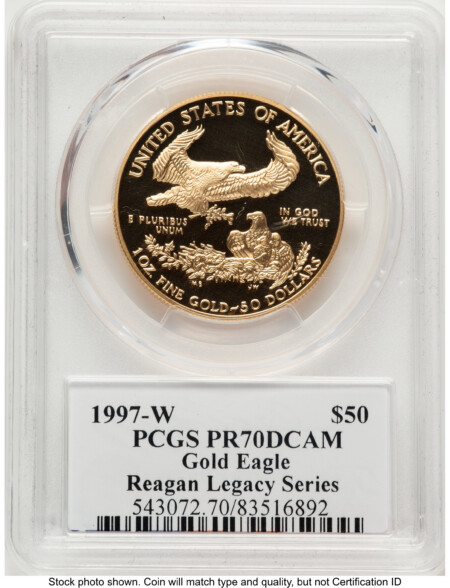 1997-W Proof Gold Eagle 1 oz Reagan Legacy Series Michael Reagan 70 PCGS