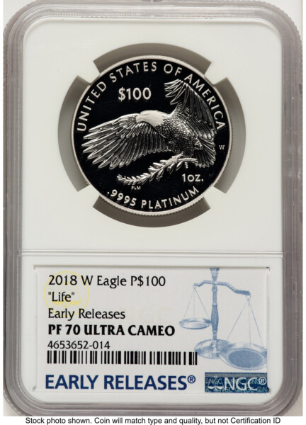 2018-W Proof Platinum Eagle 1 oz ER John Mercanti/Don Everhart 70 NGC