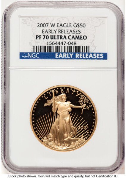 2007-W Proof Gold Eagle 1 oz ER Blue 70 NGC