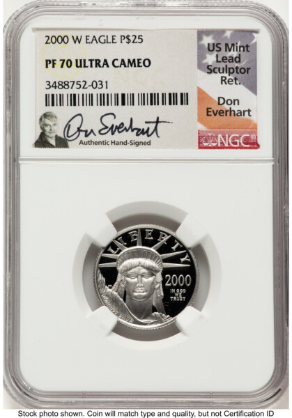 2000-W Proof Platinum Eagle 1/4 oz Don Everhart 70 NGC