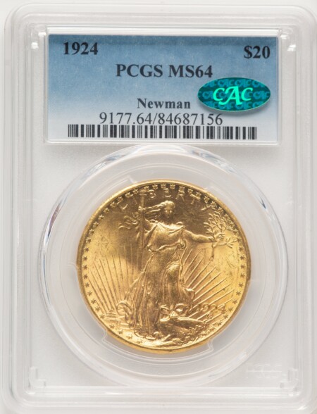 1924 $20 Saint CAC 64 PCGS