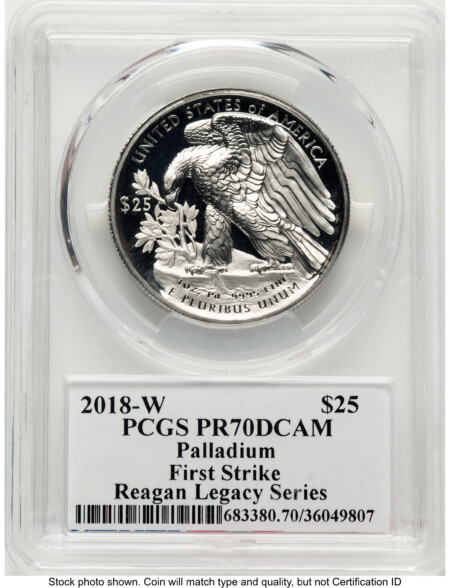 2018-W Palladium Eagle 1 oz, PR FS Reagan Legacy Series Michael Reagan 70 PCGS