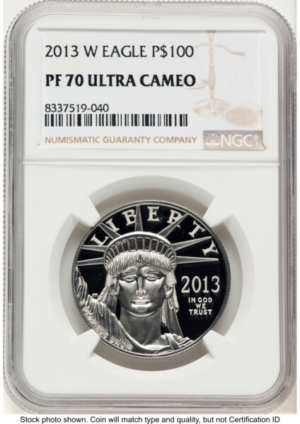 2013-W Proof Platinum Eagle 1 oz Brown Label 70 NGC