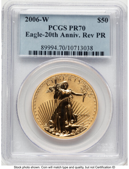 2006-W Reverse Proof Gold Eagle 1 oz Blue Label 70 PCGS