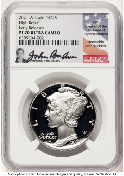 2021-W Palladium Eagle 1 oz, PR ER John Boehner 70 NGC