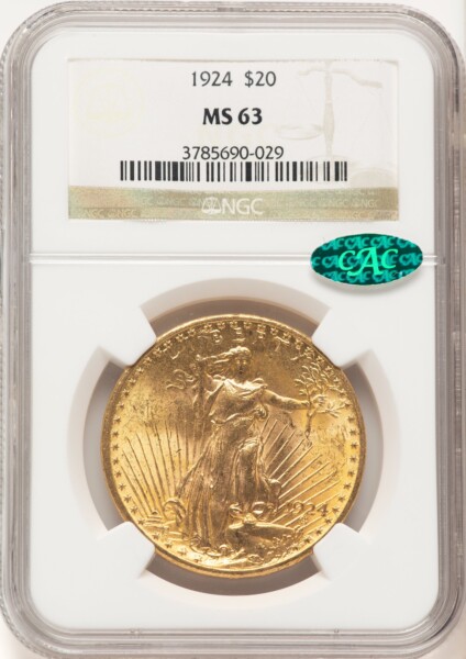 1924 $20 Saint CAC 63 NGC