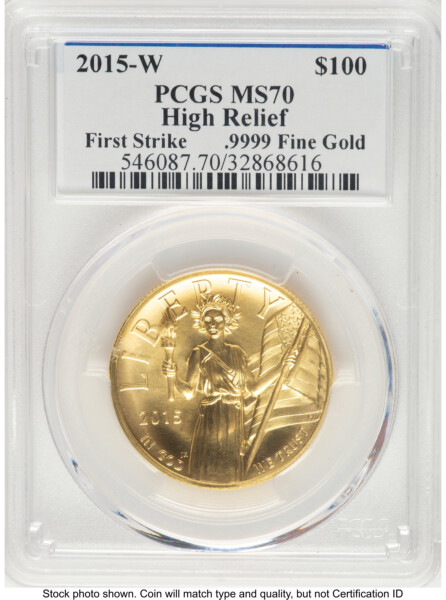 2015-W G$100 American Liberty High Relief FS Ed Moy/John Mercanti 70 PCGS