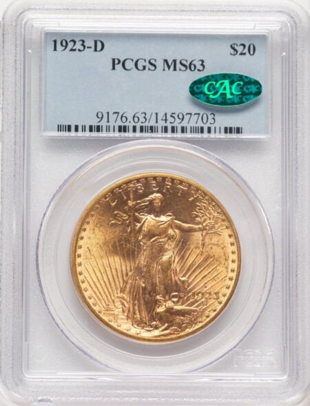 1923-D $20 CAC 63 PCGS