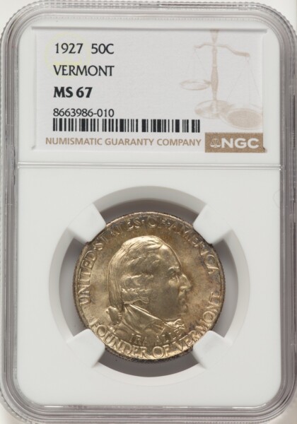 1927 50C Vermont, MS 67 NGC