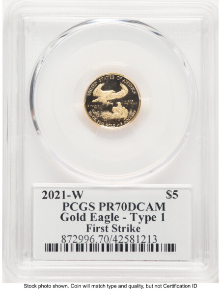 2021-W Type 1 Proof Gold Eagle 1/10 oz FS George Casey 70 PCGS