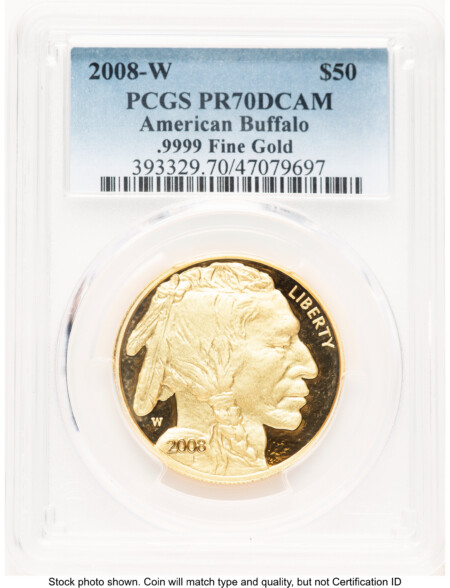2008-W Proof Gold Buffalo 1 oz Blue Gradient 70 PCGS