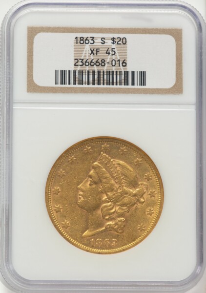 1863-S $20 45 NGC