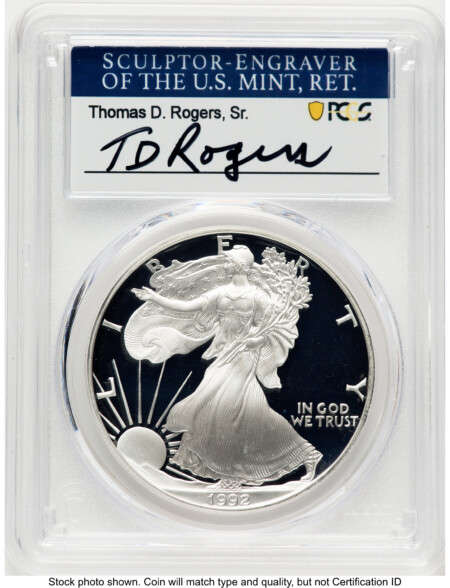 1992-S Proof Silver Eagle 1 oz TD Rogers 70 PCGS