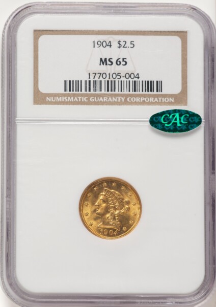 1904 $2 1/2 CAC 65 NGC