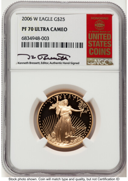 2006-W Proof Gold Eagle 1/2 oz Kenneth Bressett Red Book 70 NGC