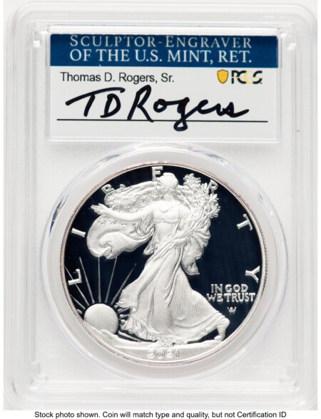2021-W TY2 Proof Silver Eagle 1 oz TD Rogers 70 PCGS