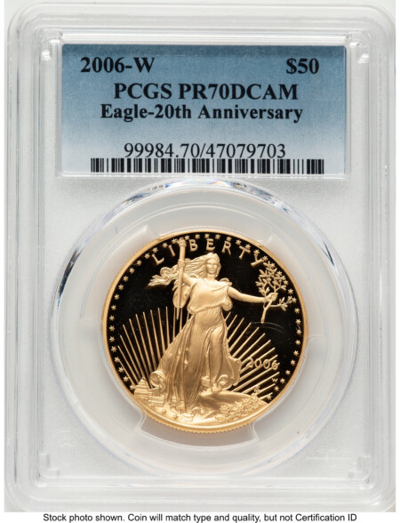 2006-W Proof Gold Eagle 1 oz Blue Gradient 70 PCGS