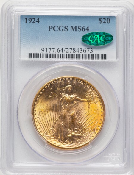 1924 $20 Saint CAC 64 PCGS