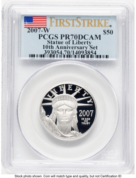 2007-W Proof Platinum Eagle 1/2 oz FS Flag 70 PCGS