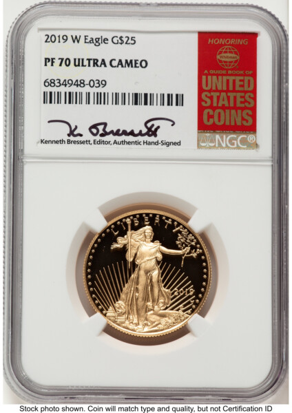 2019-W Proof Gold Eagle 1/2 oz Kenneth Bressett Red Book 70 NGC