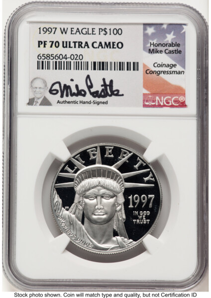 1997-W Proof Platinum Eagle 1 oz Mike Castle 70 NGC