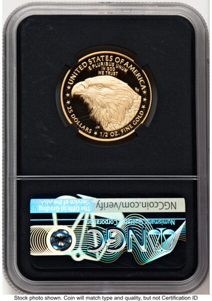 2023-W Proof Gold Eagle 1/2 oz FDI Anna Cabral Prestige Treasurer Series Blk Core 70 NGC