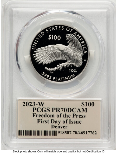 2023-W Proof Platinum Eagle 1 oz FDI Thomas Cleveland Art Deco Denver 70 PCGS