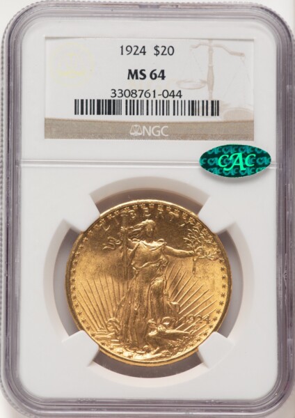 1924 $20 Saint CAC 64 NGC