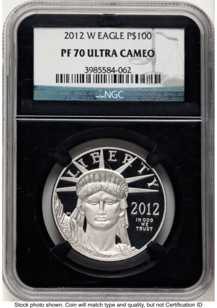 2012-W Proof Platinum Eagle 1 oz Black Label Blk Core 70 NGC