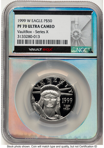 1999-W Proof Platinum Eagle 1/2 oz Vault Box Series X Silver Core 70 NGC