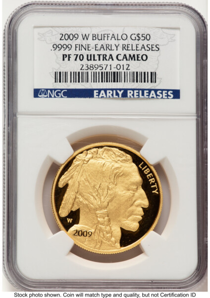 2009-W Proof Gold Buffalo 1 oz ER Blue 70 NGC
