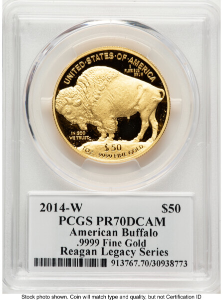 2014-W Proof Gold Buffalo 1 oz Reagan Legacy Series Michael Reagan Picture 70 PCGS