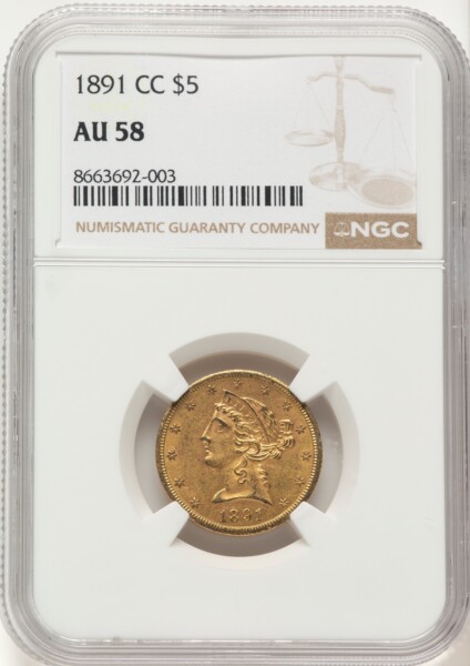 1891-CC $5 58 NGC