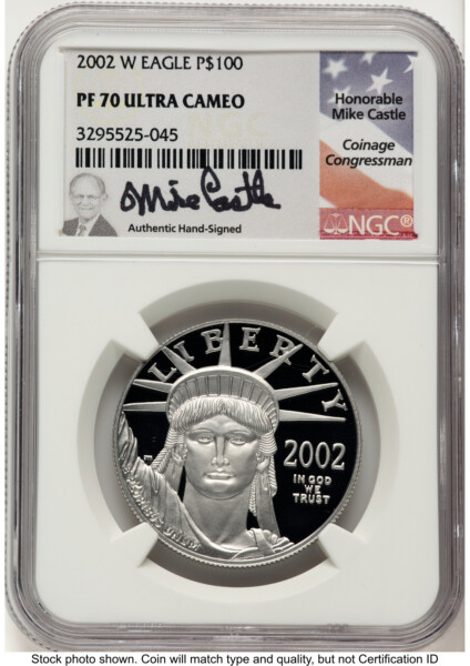 2002-W Proof Platinum Eagle 1 oz Mike Castle 70 NGC