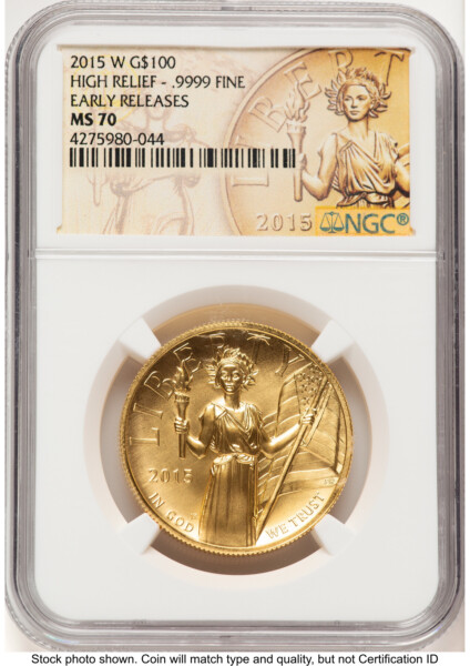 2015-W G$100 American Liberty High Relief ER 2015 HR Label 70 NGC