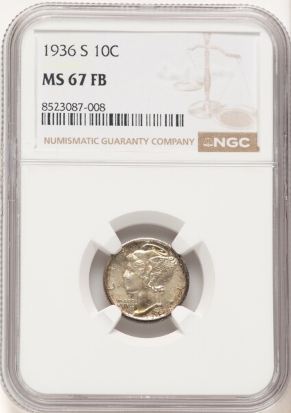 1936-S 10C, FB 67 NGC