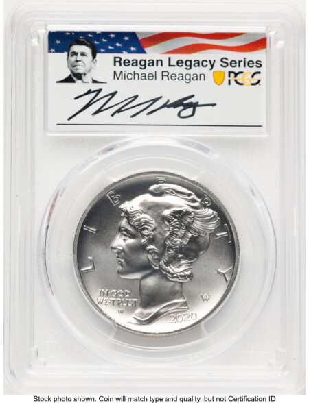 2020-W Palladium Eagle 1 oz Burnished Reagan Legacy Series Michael Reagan Picture 70 PCGS