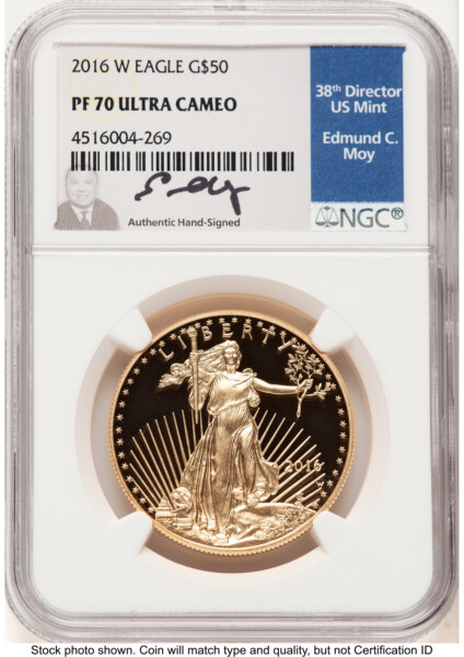 2016-W Proof Gold Eagle 1 oz Ed Moy 70 NGC