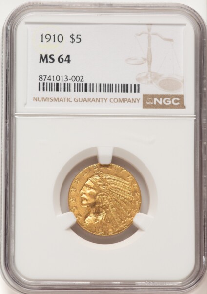 1910 $5 Brown Label 64 NGC
