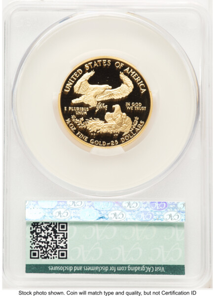 1993-P Proof Gold Eagle 1/2 oz Non Designation 70 CACG