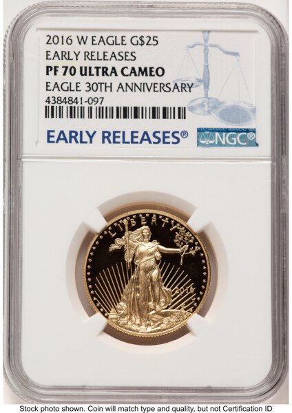 2016-W Proof Gold Eagle 1/2 oz ER Blue 70 NGC