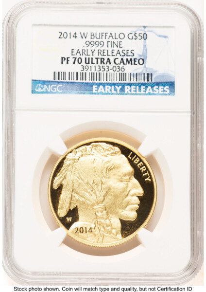 2014-W Proof Gold Buffalo 1 oz ER Blue 70 NGC