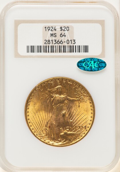 1924 $20 Saint CAC 64 NGC