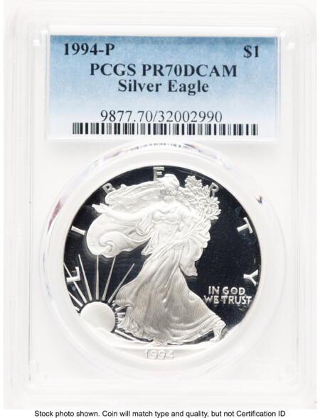 1994-P Proof Silver Eagle 1 oz Blue Gradient 70 PCGS