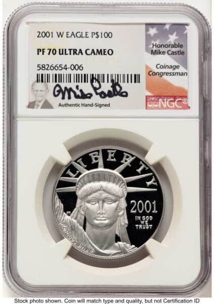 2001-W Proof Platinum Eagle 1 oz Mike Castle 70 NGC