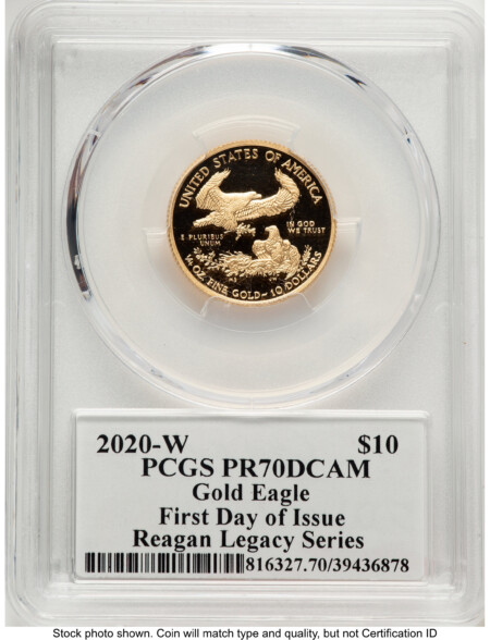 2020-W Proof Gold Eagle 1/4 oz FDI Reagan Legacy Series Michael Reagan 70 PCGS