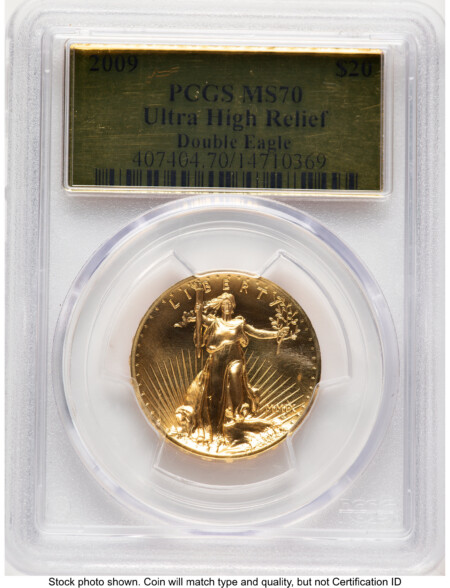 2009 G$20 Ultra High Relief Gold Foil 70 PCGS