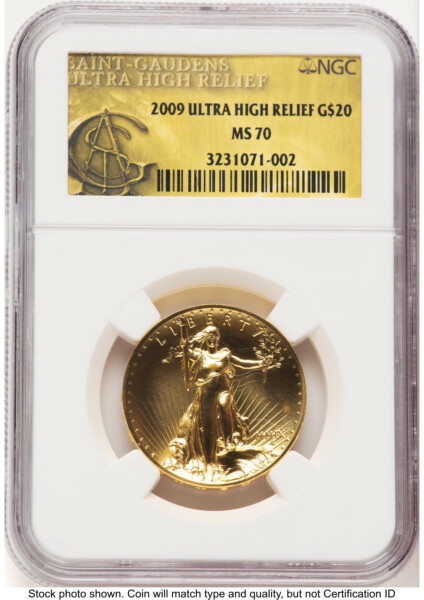 2009 G$20 Ultra High Relief Saint Gaudens Label 70 NGC