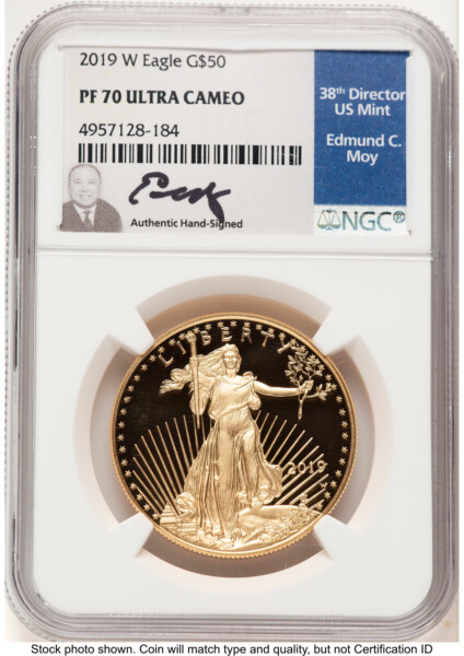 2019-W Proof Gold Eagle 1 oz Ed Moy 70 NGC