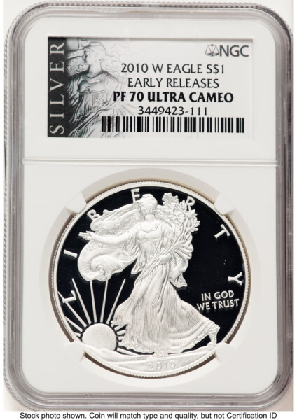 2010-W Proof Silver Eagle 1 oz ER American Liberty Series Label 70 NGC